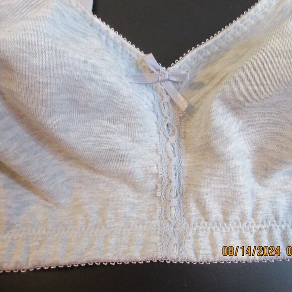 BALI ADORABLE BRA~ BOW & SATIN STRAPS~36DD #3036, 85% COTTON & 15%SPANDEX GRAY - Picture 6 of 13